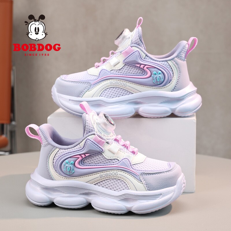 巴布豆童鞋女童运动鞋春秋2026新款网面透气儿童鞋子潮女孩跑步鞋