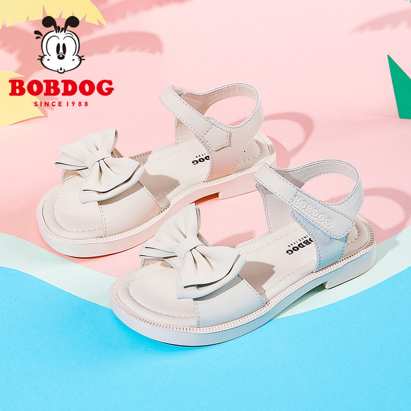 巴布豆童鞋女童凉鞋2024夏季新款防滑软底儿童蝴蝶结公主沙滩鞋子