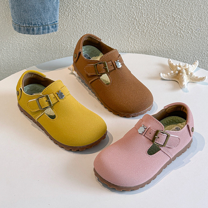 童鞋女童勃肯鞋2025春秋季新款儿童皮鞋女孩单鞋时尚软底豆豆鞋子