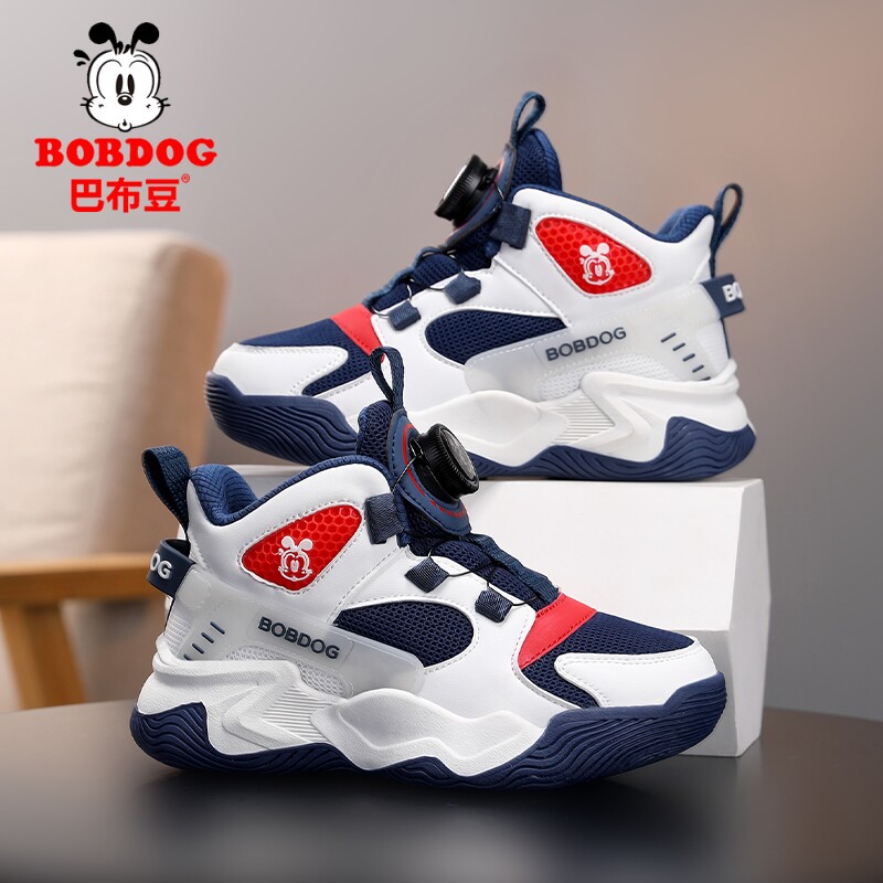 巴布豆童鞋男童运动鞋2026春秋新款中大童网面透气儿童时尚篮球鞋