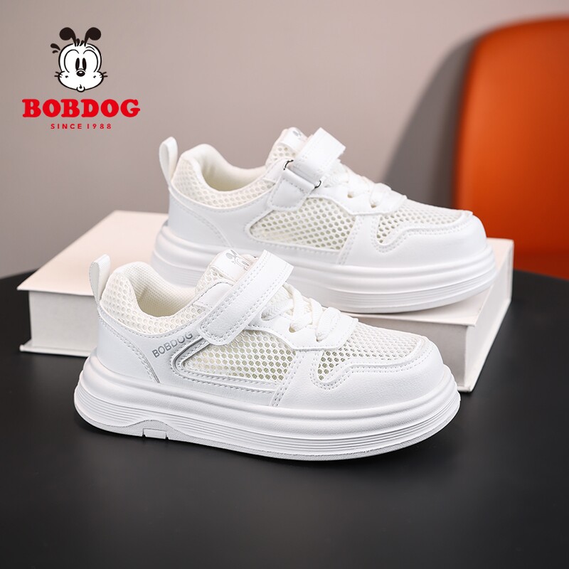 巴布豆童鞋儿童单网小白鞋2026夏季新款透气男童板鞋女童运动鞋子