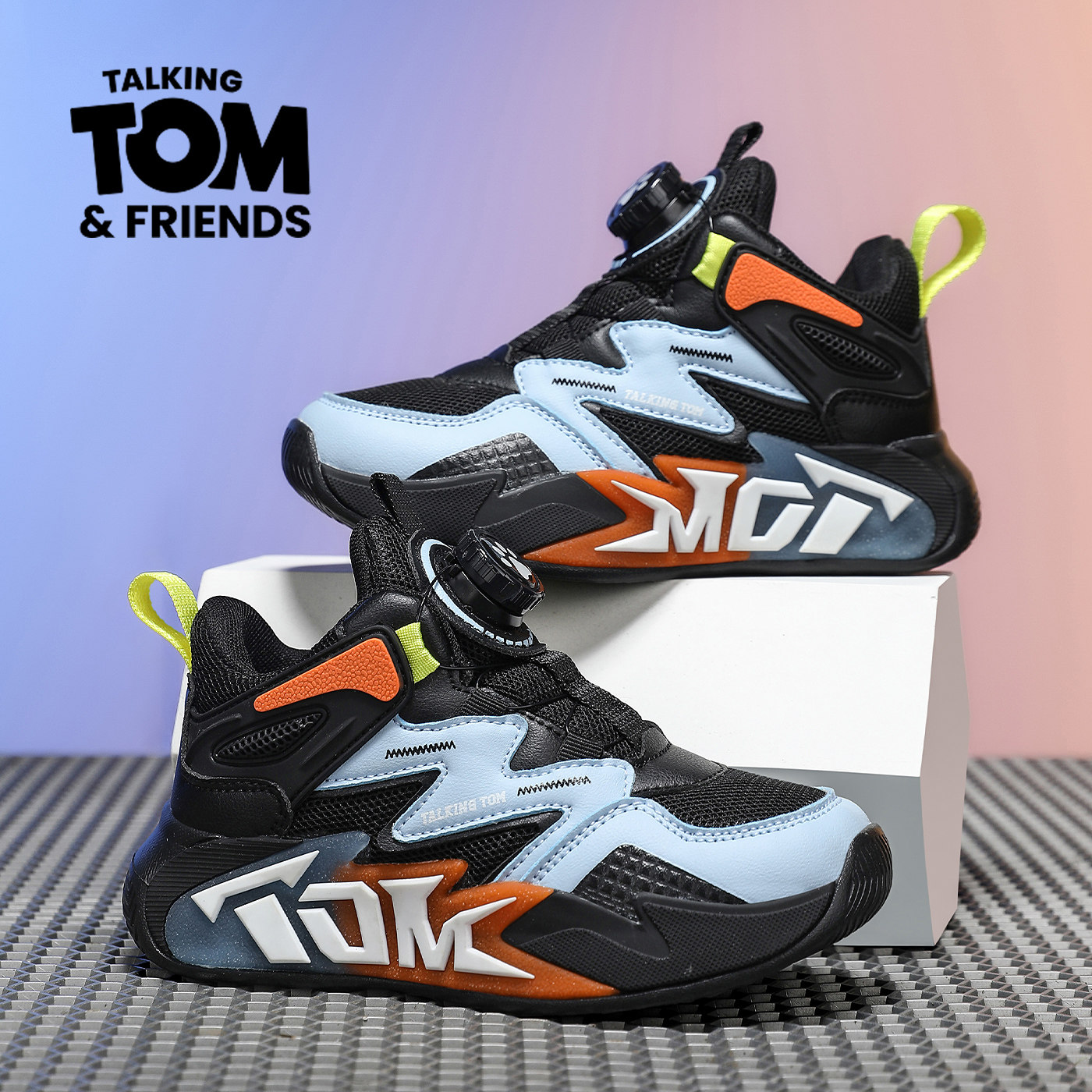 汤姆猫童鞋男童旋转扣运动鞋2026春秋款中大童网面透气儿童老爹鞋