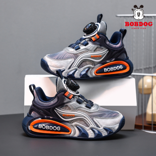 巴布豆童鞋男童运动鞋2025春秋新款中大童皮面防水儿童时尚篮球鞋