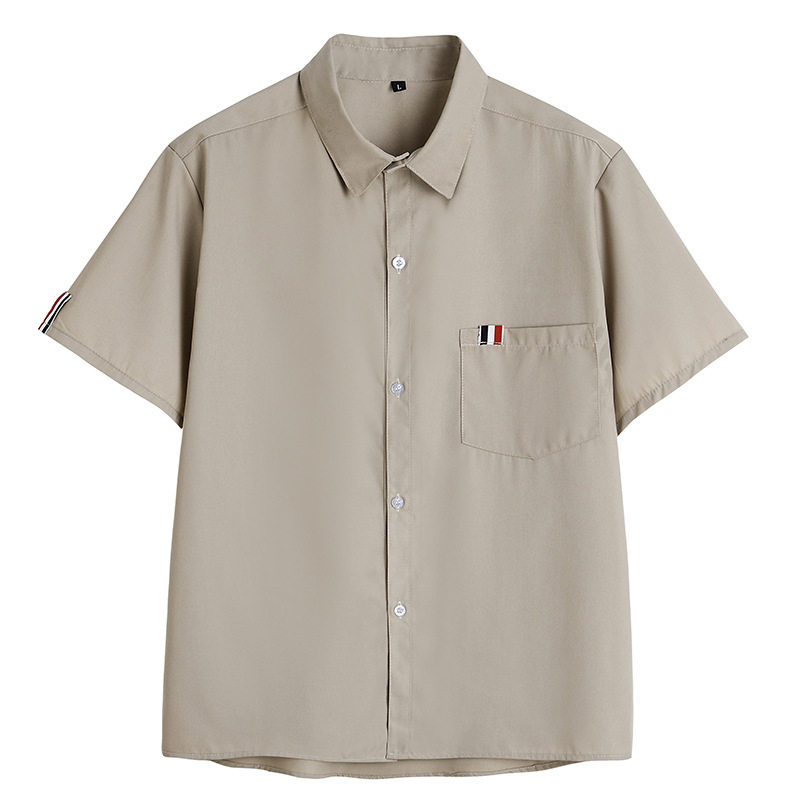 dk制服卡其衬衣男生校服初高中学生学院风卡其短袖衬衫班服演出服