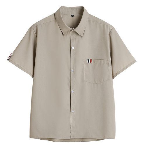 dk制服卡其衬衣男生校服初高中学生学院风卡其短袖衬衫班服演出服