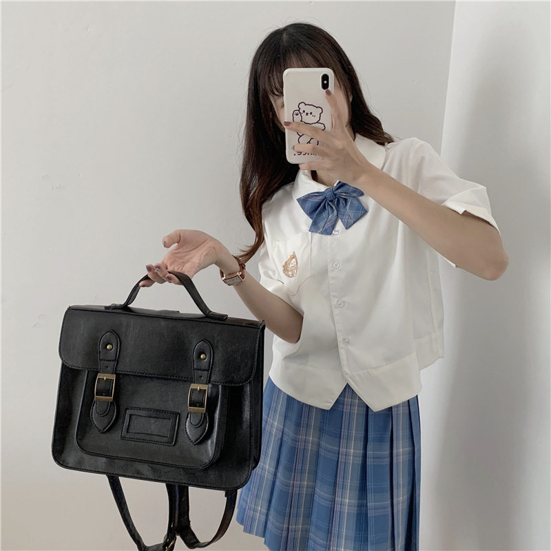 jk制服包书包新款邮差包包女学院风大容量双肩背包女生斜挎通勤包