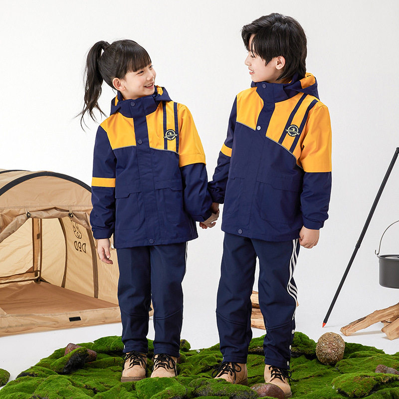 1-6年级小学生冲锋衣校服秋冬两件套儿童团体班服加厚幼儿园套装