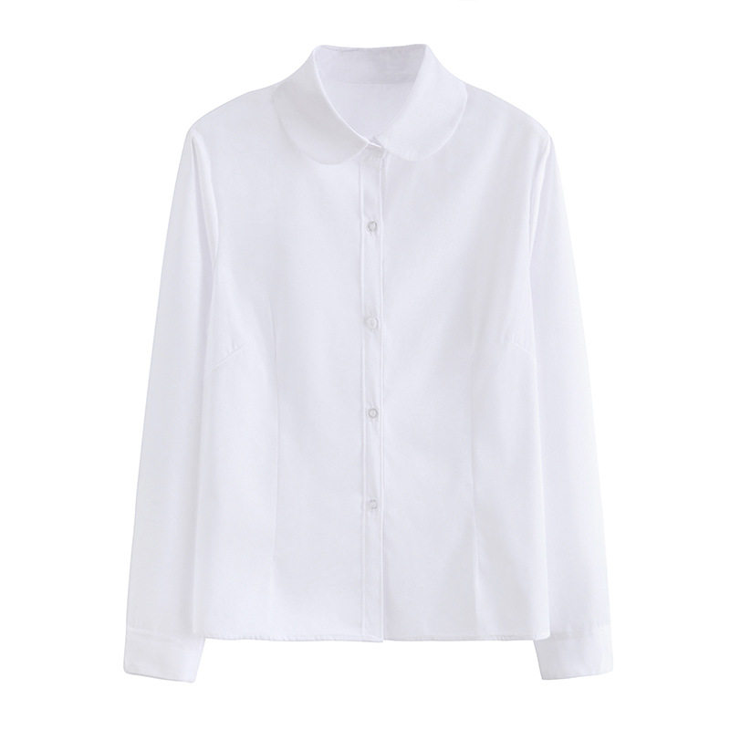 白衬衫圆领大码长袖丸襟jk制服
