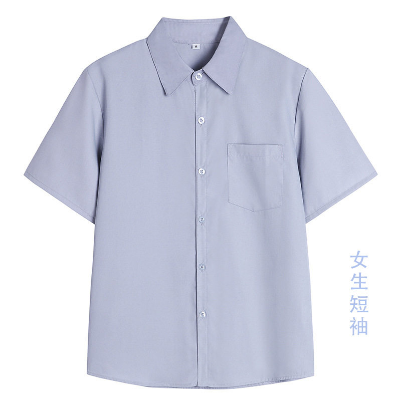 jk制服女生灰色衬衣黑中裙黑交叉领结短袖毕业拍照班服运动会套装