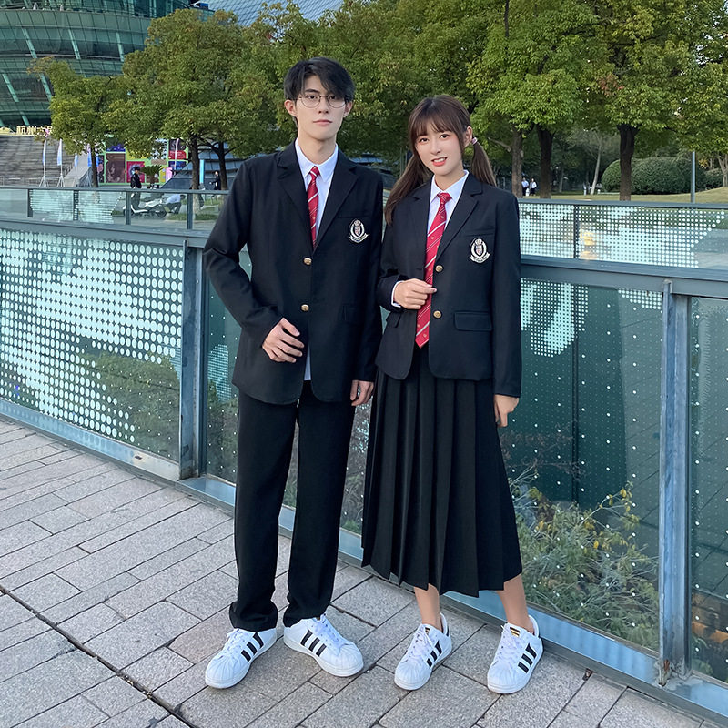 JK制服黑西装班服初高中学生西裤毕业季长裙运动会校服演出服套装