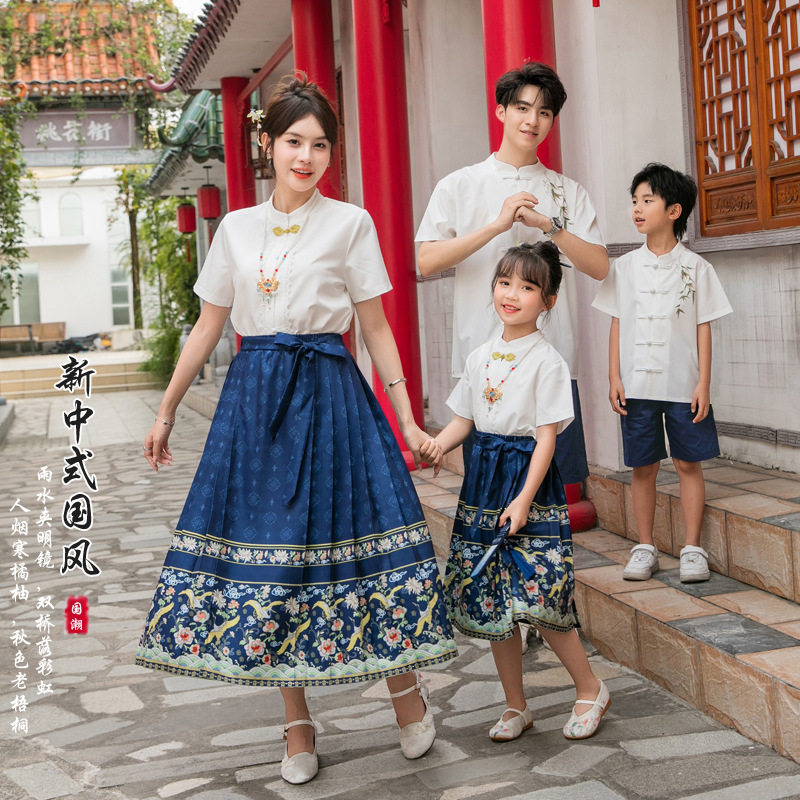 亲子服夏新款母女马面裙新中式汉服上衣唐装裙古风超仙半身裙套装
