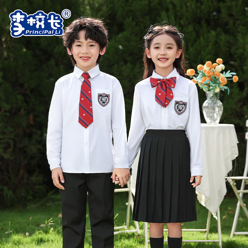 中小学生春秋长袖白衬衫英伦风黑色西裤园服大合唱礼服演出服套装