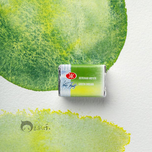 白夜新品 沉淀色分层色限定色大师级水彩颜料777绿色之梦全块固体