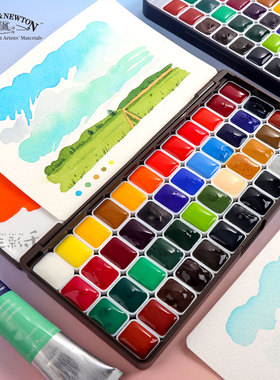 温莎牛顿歌文水彩颜料固体分装透明水彩24色48色专业绘画美甲水彩