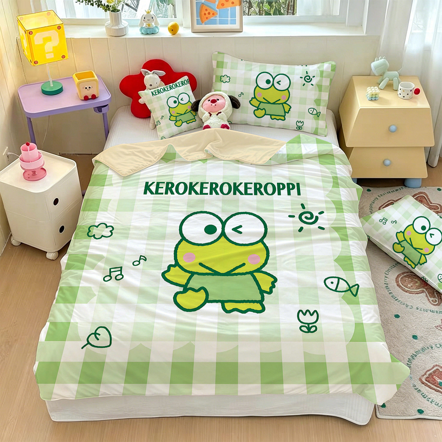 卡通KeroKero大眼蛙全棉夏凉被柔软纯棉空调被单双人暖气房薄被子