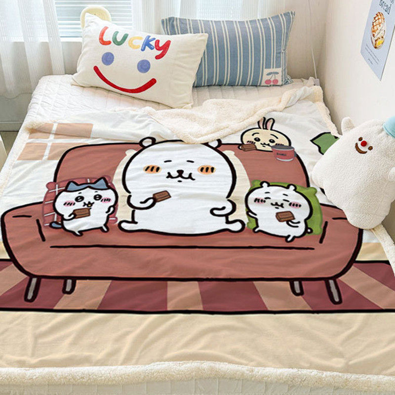 定做卡通自嘲熊珊瑚绒加厚毛毯单双人1.8法兰绒毯子空调房膝盖毯