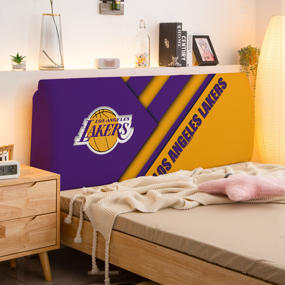 欧美风NBA篮球风短毛绒床头罩1.8居家布艺卧室装饰全包床头靠背套