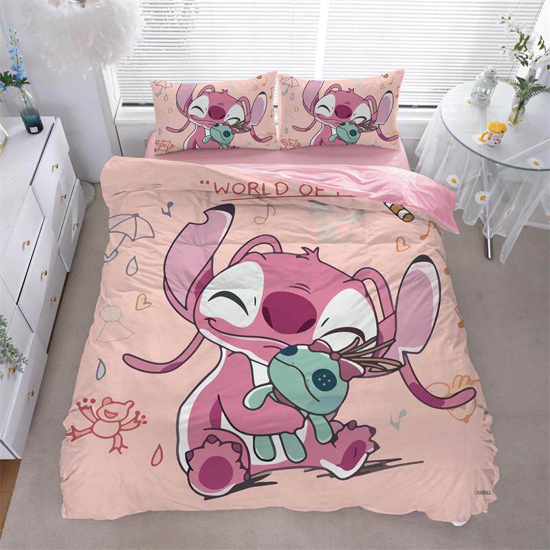 定做卡通史迪奇纯棉儿童四件套单双人1.8米床笠蓝仔全棉三件套0.9