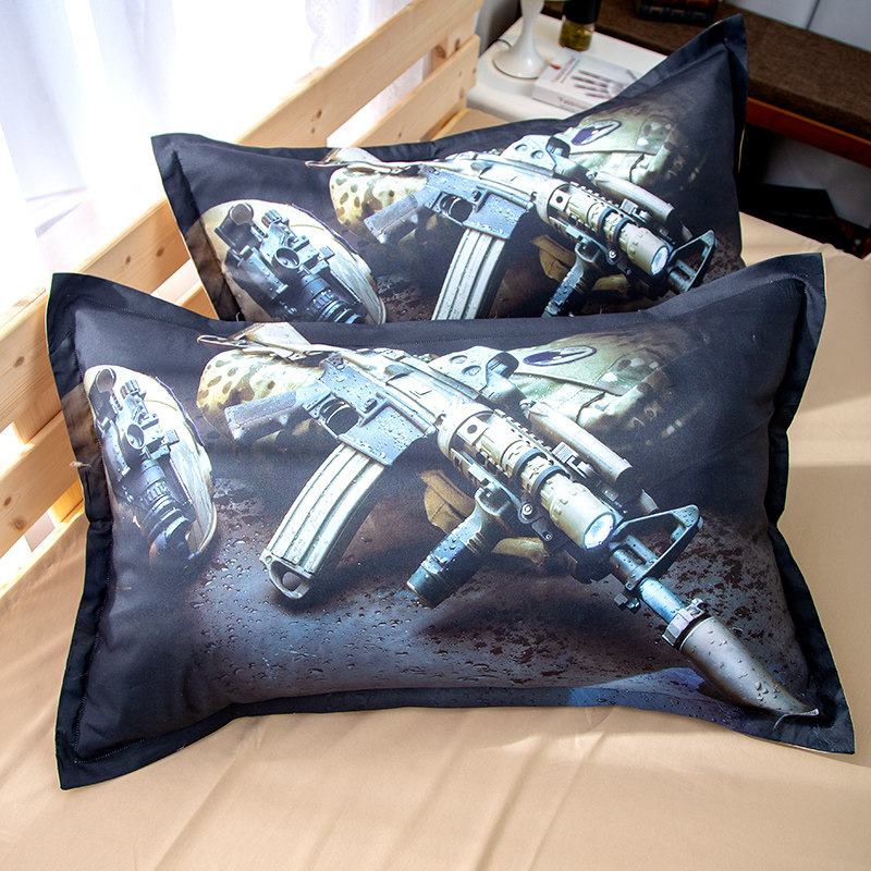 卡通军旅风男孩儿童枕套部队宿舍单人枕头罩48X74学生寝室枕芯袋