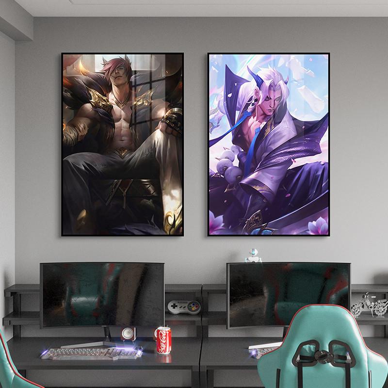 网吧电竞酒店挂画英雄联盟游戏人物装饰画LOL网咖宿舍背景墙壁画