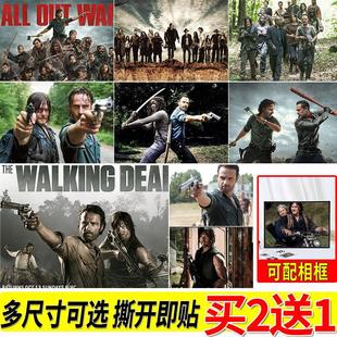 行尸走肉海报房间大尺寸自粘壁纸墙上贴画寝室墙贴挂画美剧周边