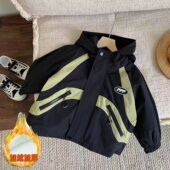 帅气连帽冲锋衣宝宝中长款 儿童装 上衣 风衣外套2026新款 男童秋冬款