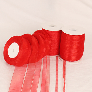 大红透明雪纱带丝带绸带彩带缎带蛋糕礼品装 带 饰玫瑰花蝴蝶结包装