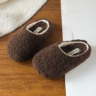 女童棉拖鞋冬季新款儿童软底外穿加绒勃肯鞋男童包头羊羔毛休闲鞋