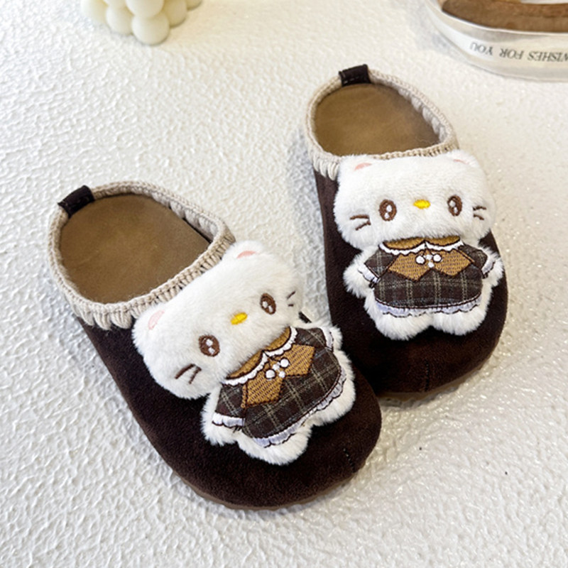 女童卡通拖鞋春秋新款儿童软底包头外穿勃肯鞋复古防滑厚底半拖鞋
