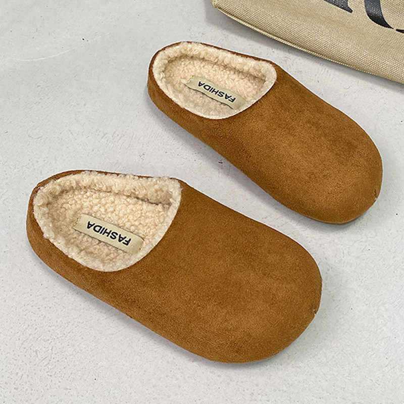 女童棉拖勃肯半拖新款2026儿童加绒外穿居家豹纹宝宝保暖女孩拖鞋