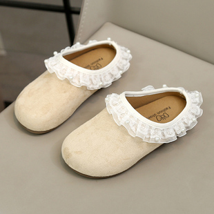 儿童拖鞋春秋季蕾丝外穿防滑软底勃肯鞋女童一脚蹬厚底珍珠凉拖