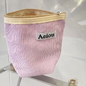 韩国Aeiou收纳包纯色灯芯绒化妆包便携式 随身小包手拿包ins风笔袋