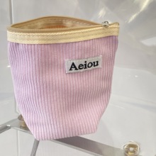 韩国Aeiou收纳包纯色灯芯绒化妆包便携式随身小包手拿包ins风笔袋