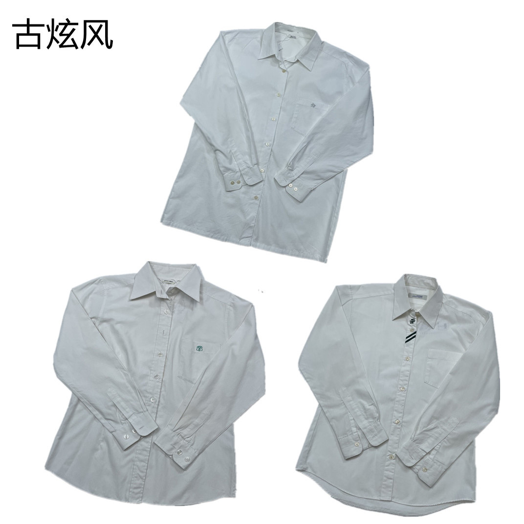 古着日系正统JK制服学生角襟刺绣白色衬衫班服男女长袖校供校服