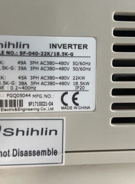 议价士林变频器 SF-040-22K/18.5K-G，22KW/可维修