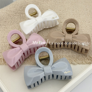 韩版 简约字母标PC抓夹高级感蝴蝶结发夹气质百搭马尾夹半抓发发抓