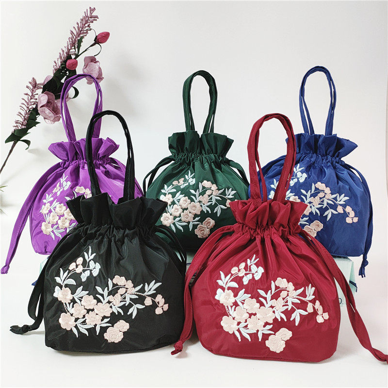 手提包女布艺包手拿手机包刺绣妈咪包女士水桶包抽绳汉服包带暗袋,箱包皮具/热销女包/男包,水桶包,淘宝优惠券,粉丝福利购,淘宝优惠卷