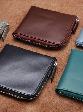 LANSPACE女式真皮超薄零钱包 牛皮拉链小钱包 男女士时尚短款韩版