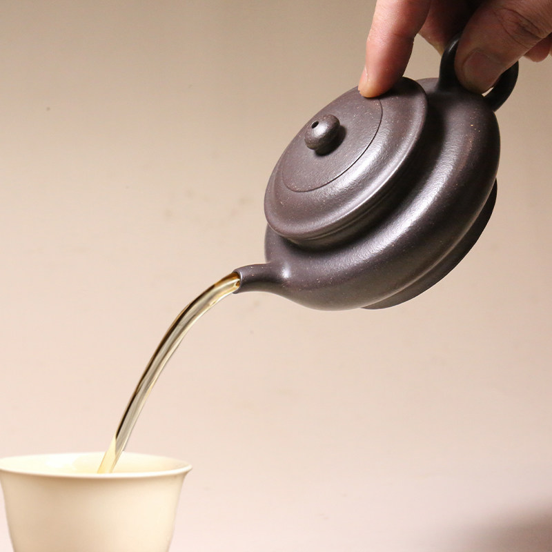 宜兴紫砂壶纯全手工功夫茶具黄龙山原矿天青泥茶壶泡茶精品虚扁