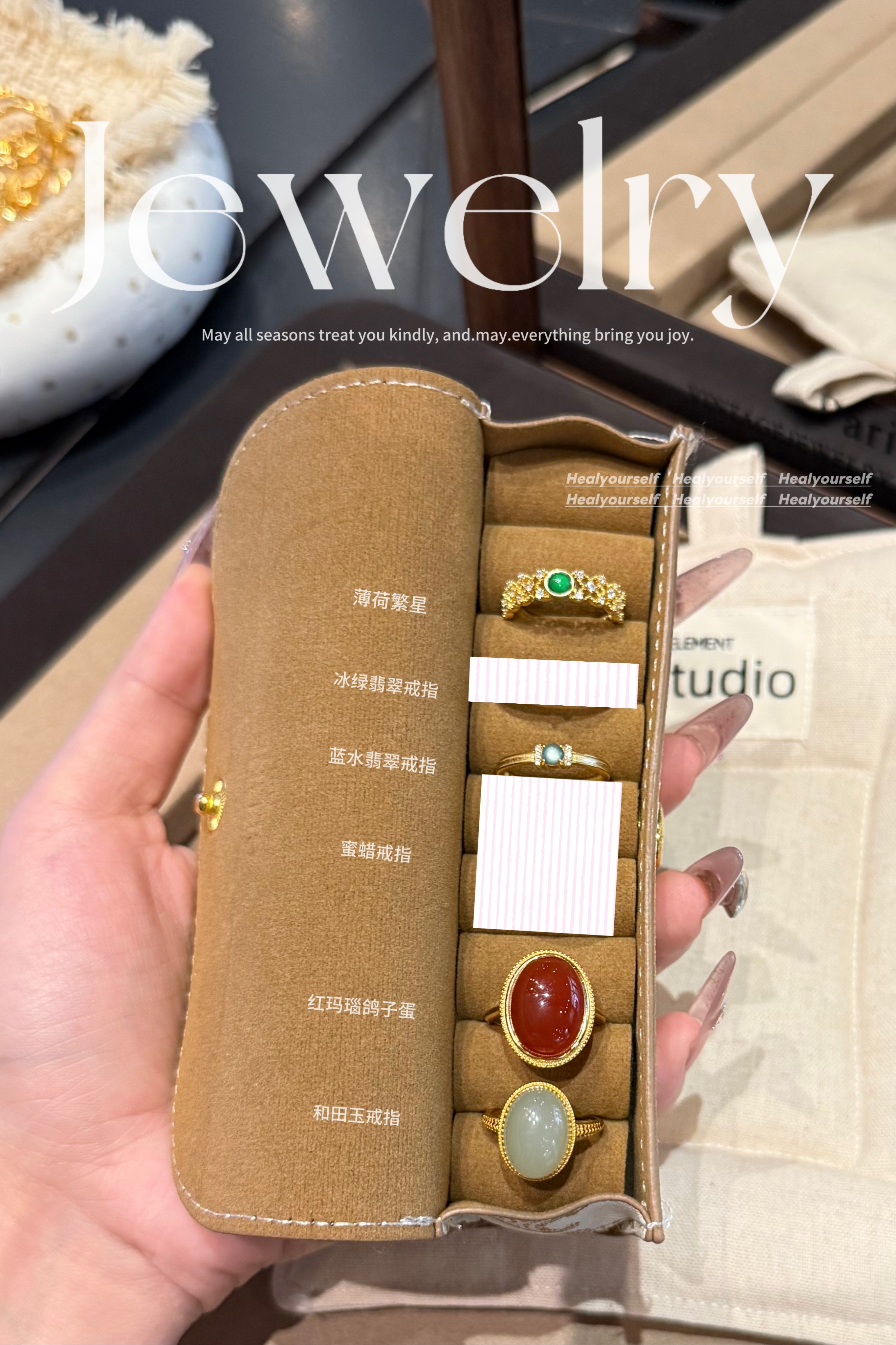 天然翡翠玉石戒指高品质贵气帝王绿925银镀金指环小众女生饰品