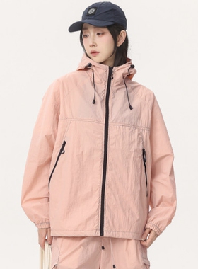 户外登山运动工装薄款防晒服外套男女夏季冰丝防紫外线连帽防晒衣