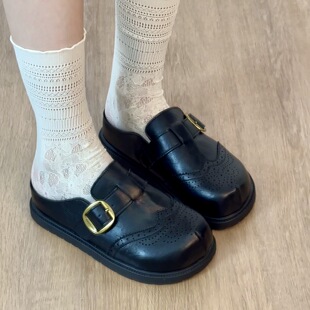 喜番SHOP复古布洛克雕花勃肯鞋女款皮面包头半拖2026新款春季拖鞋