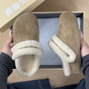 喜番SHOP冬季加绒保暖休闲一脚蹬女外穿毛毛勃肯鞋包头半拖棉拖鞋