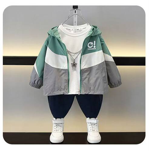 男童春秋款洋气外套风衣派克服