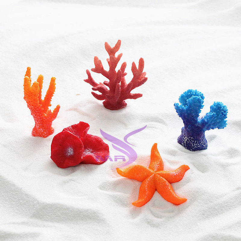 奇艺家居 仿真珊瑚树脂海星鱼缸装饰摆件彩色珊瑚白色珊瑚