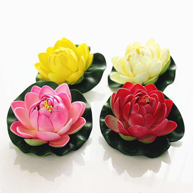 仿真荷花鱼缸装饰摆件睡莲花塑料花供佛睡莲假花仿真水草造景套餐