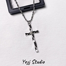 小众设计螺旋十字架项链嘻哈潮流男生个性 吊坠简约百搭T恤链子