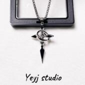 小众复古黑色十字架项链嘻哈潮流男生网红款 吊坠简约百搭卫衣链子