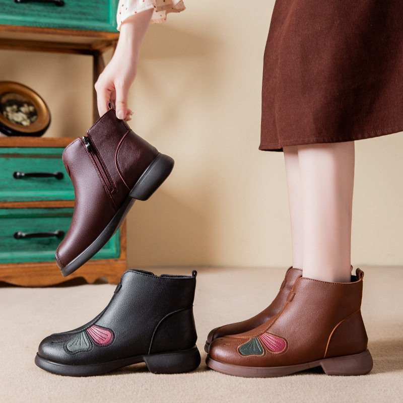 现货真皮羊毛妈妈鞋软底女冬防滑保暖加厚中年短靴中老年皮鞋棉鞋,女鞋,老爹鞋,淘宝优惠券,粉丝福利购,淘宝优惠卷