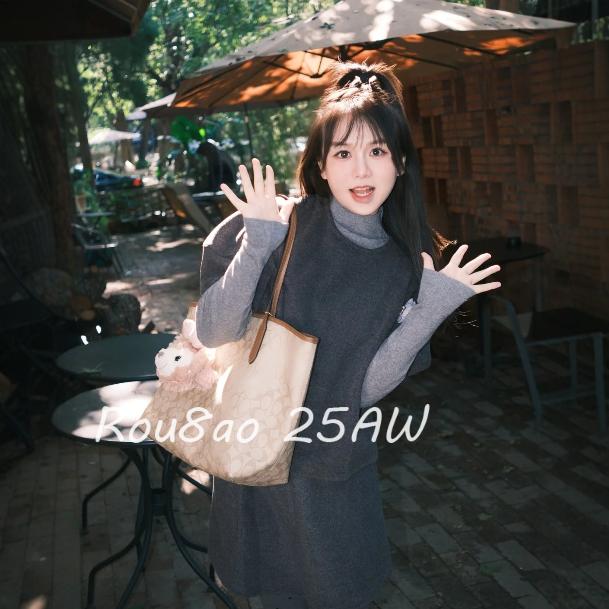 法式针织马甲叠穿T恤半身短裙